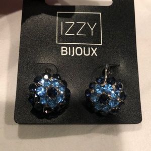 BLUE RHINESTONE FLOWER EARRINGS